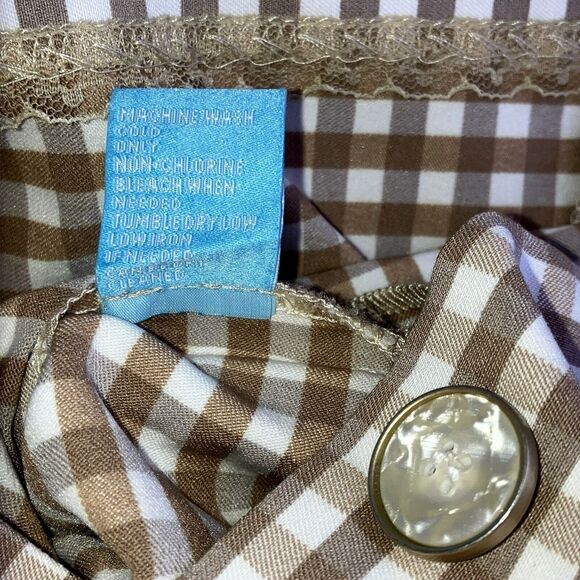 J McLAUGHLIN sz 4 White Tan Paulson Gingham Plaid Sleeveless Button Side Dress - Picture 8 of 8
